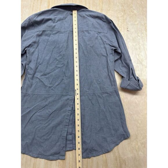 Prana Long Sleeve Women’s Hemp Tencel Shirt Button Up Sz Medium M Blue/gray - Picture 5 of 7